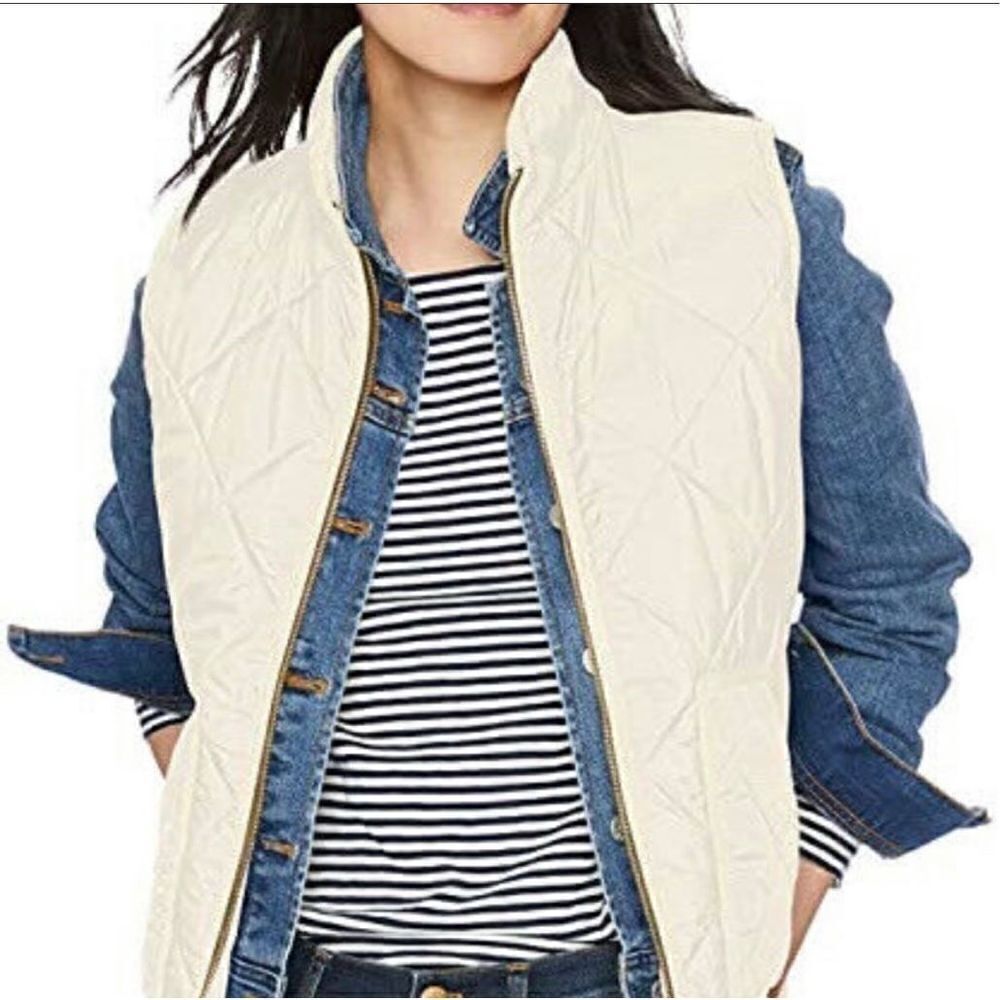 J Crew Quilted Puffer Vest Down‎ Filled Cream Off White S Small Style 92465